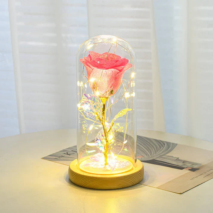 Eternal Flowers Soft LED Light In Glass Cover Rose Paradise