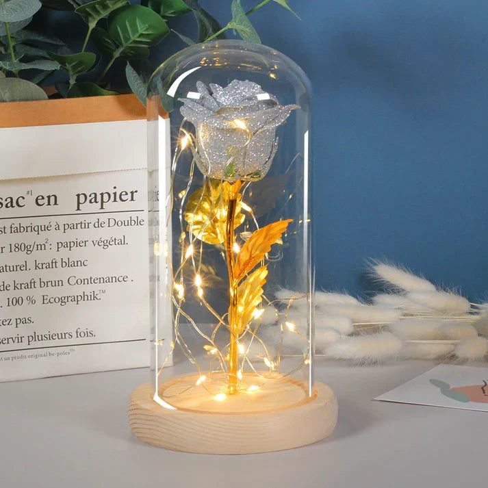 Eternal Flowers Soft LED Light In Glass Cover Rose Paradise