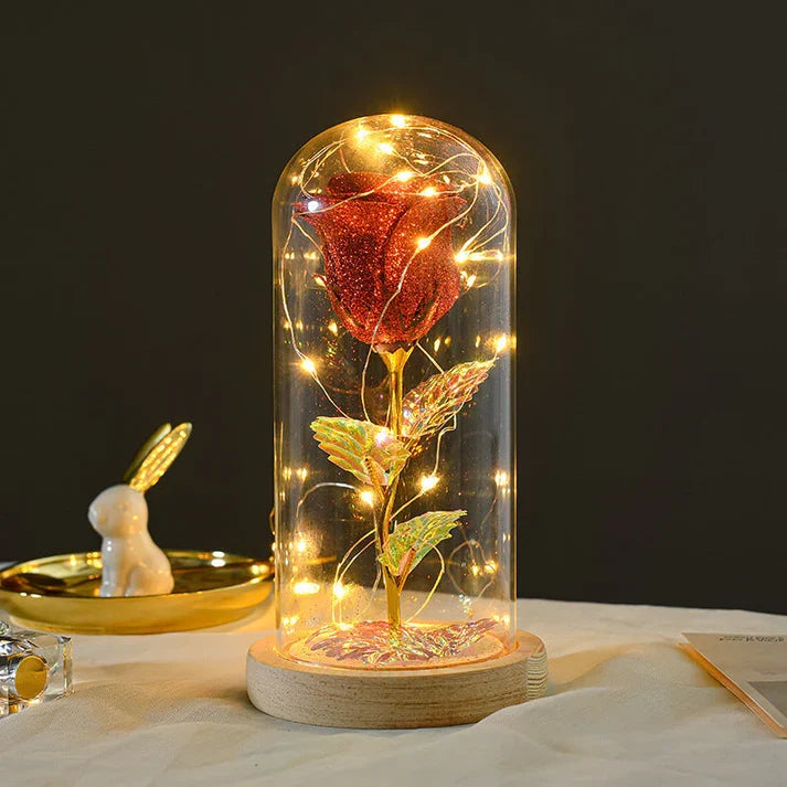Eternal Flowers Soft LED Light In Glass Cover Rose Paradise