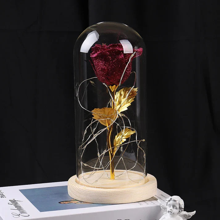 Eternal Flowers Soft LED Light In Glass Cover Rose Paradise
