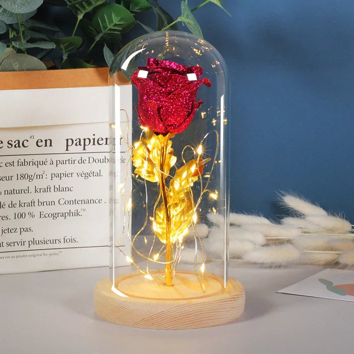 Eternal Flowers Soft LED Light In Glass Cover Rose Paradise