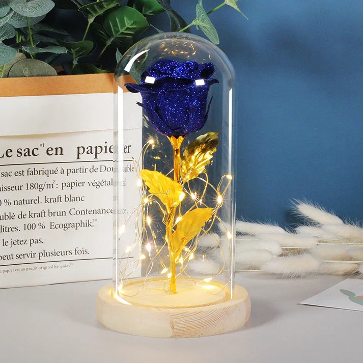 Eternal Flowers Soft LED Light In Glass Cover Rose Paradise
