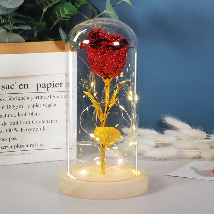 Eternal Flowers Soft LED Light In Glass Cover Rose Paradise