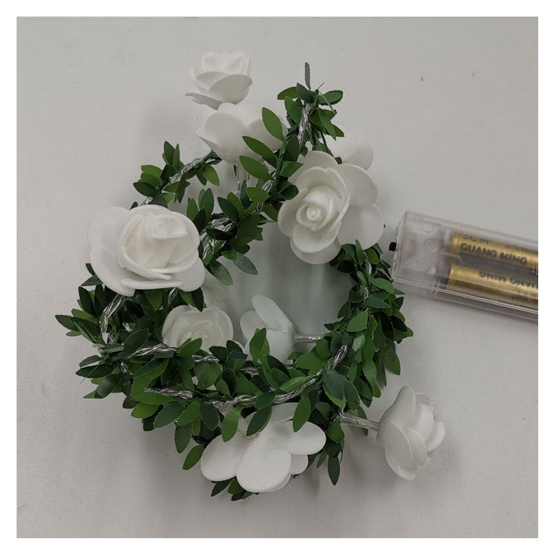 Rose Flower Vine String Lights LED Green Leaf Garland Fairy Lights for Home Decor
