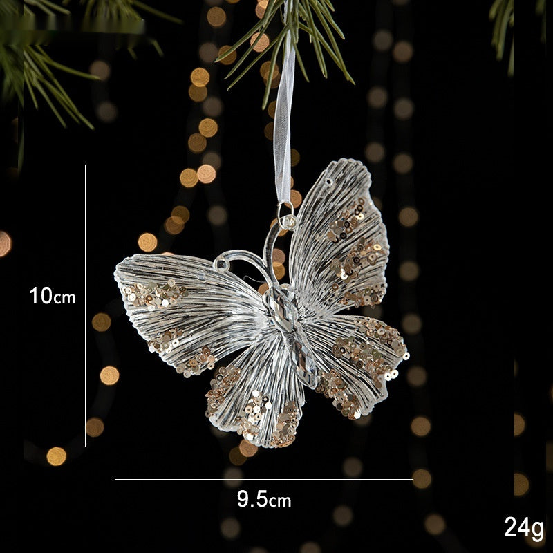 Transparent Christmas Decor Sequins Acrylic Pendant Elegant Hanging Ornaments