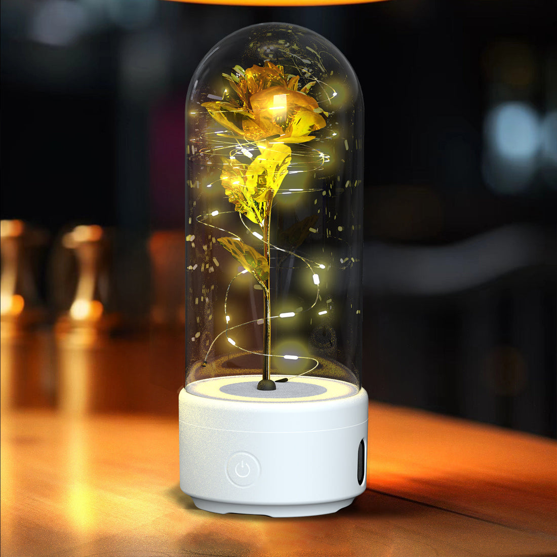 Luminous Rose Night Light & Speaker – Romantic Flower Lamp Gift for Her