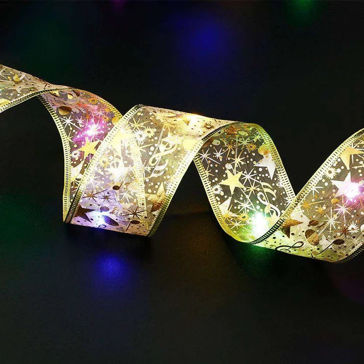 Fairy Light Strings Lighted Christmas ribbon Bow Tie For Decoration