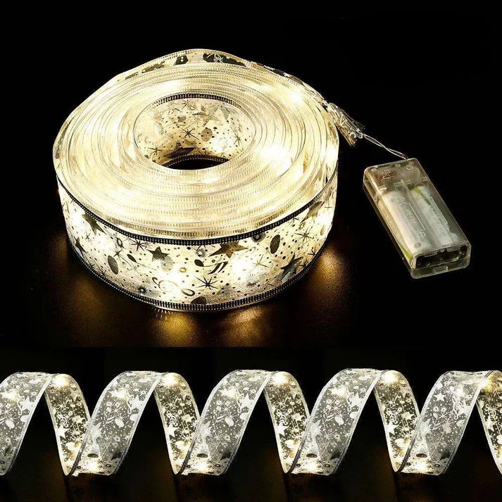 Fairy Light Strings Lighted Christmas ribbon Bow Tie For Decoration