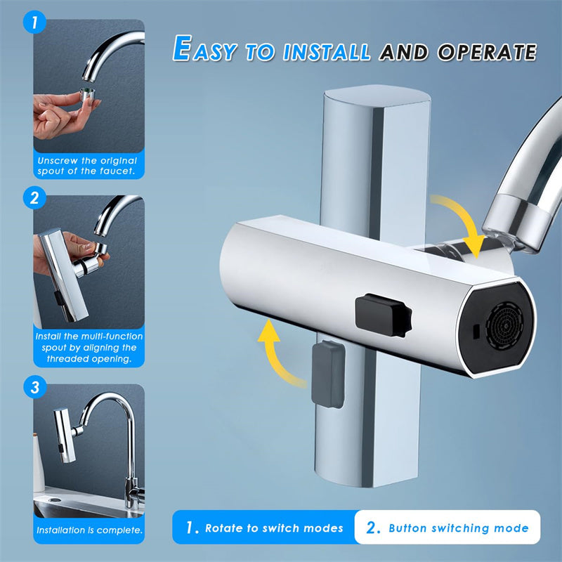 Waterfall Kitchen Faucet Splash-Proof Rotating Bubbler Multifunctional Nozzle Set