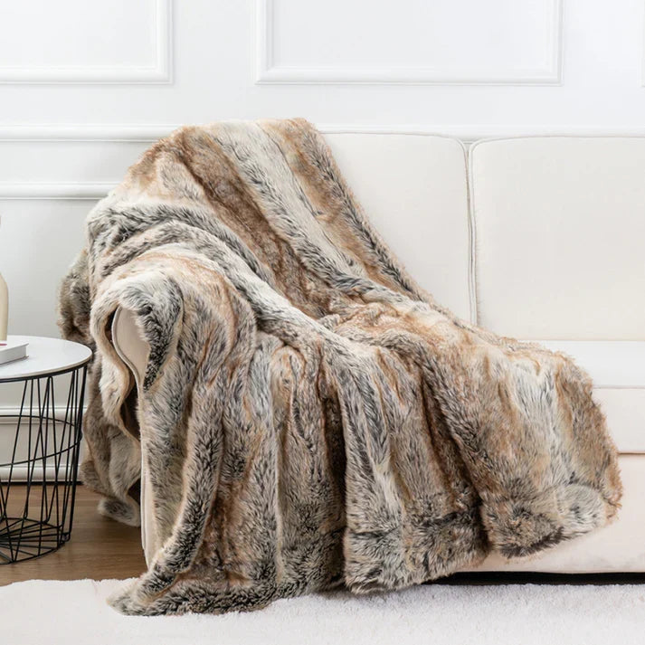 Faux Fur Throw Blanket Luxury Plush Soft Blanket for Bed & Sofa | 2 Sizes