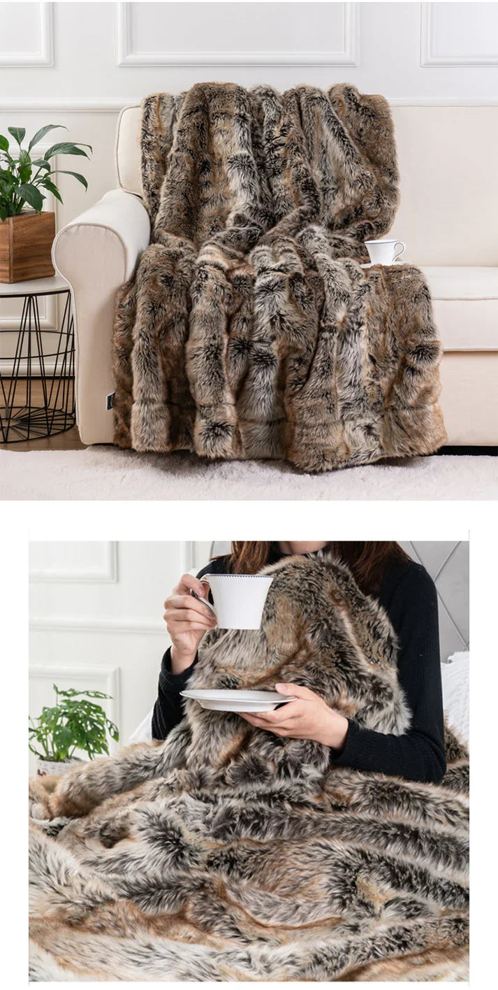 Faux Fur Throw Blanket Luxury Plush Soft Blanket for Bed & Sofa | 2 Sizes
