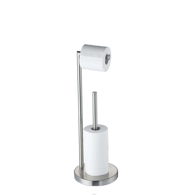 Standing Toilet Paper Holder with Extra Roll Storage, Stainless Steel, Matte Black
