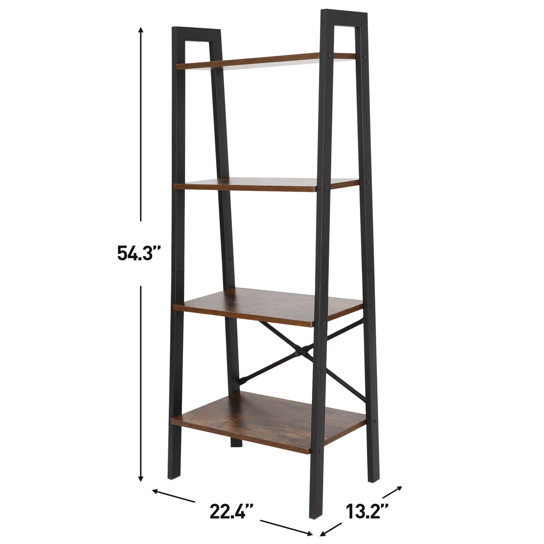 Modern Wooden Bookshelf, 4-Tier Ladder