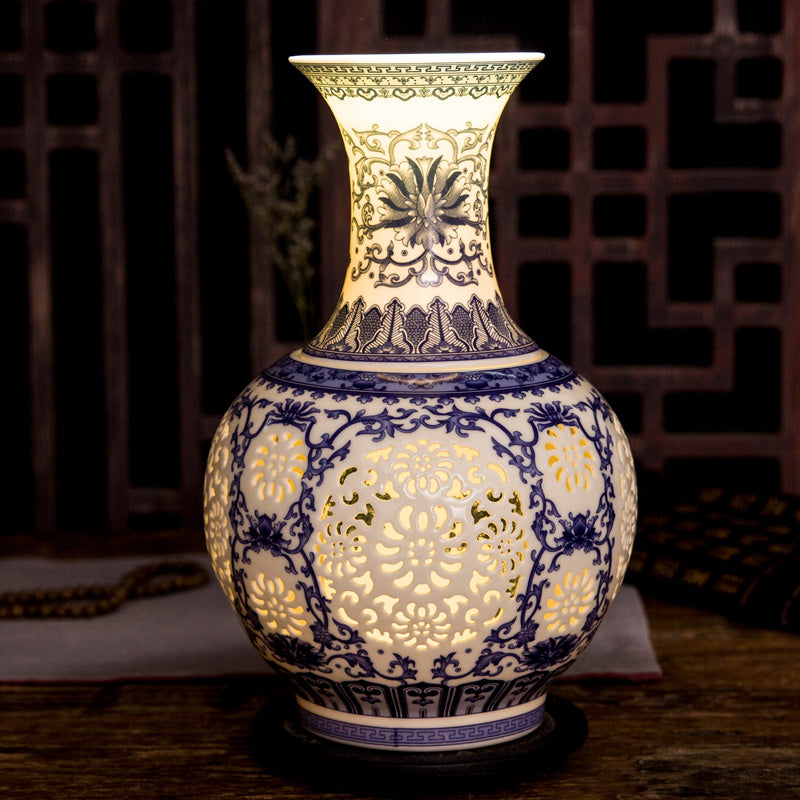 Decorative Hollow Ceramic Vase with Mosaic Design - Modern Table Centerpiece