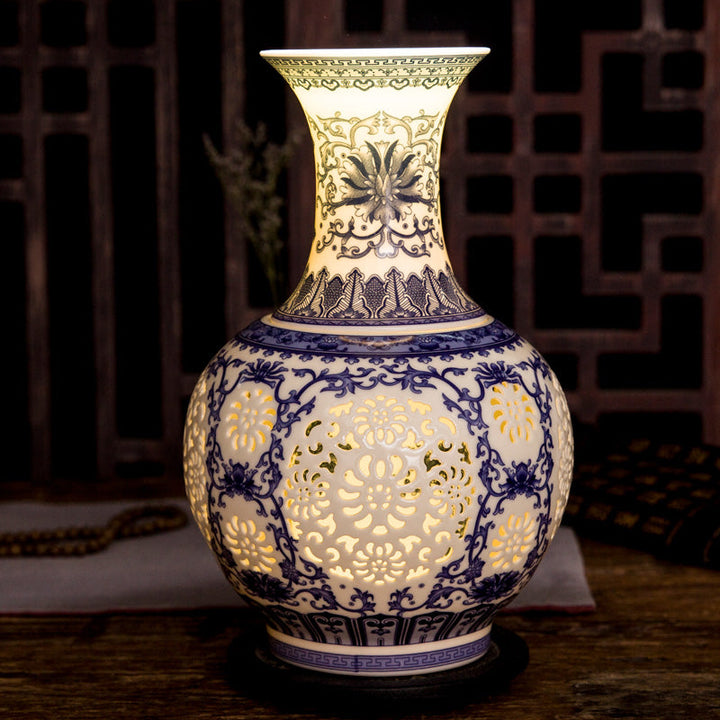 Decorative Hollow Ceramic Vase with Mosaic Design - Modern Table Centerpiece