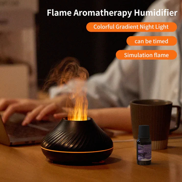 RGB 130ML Flame Aroma Diffuser Ultrasonic Humidifier with LED Flame Effect