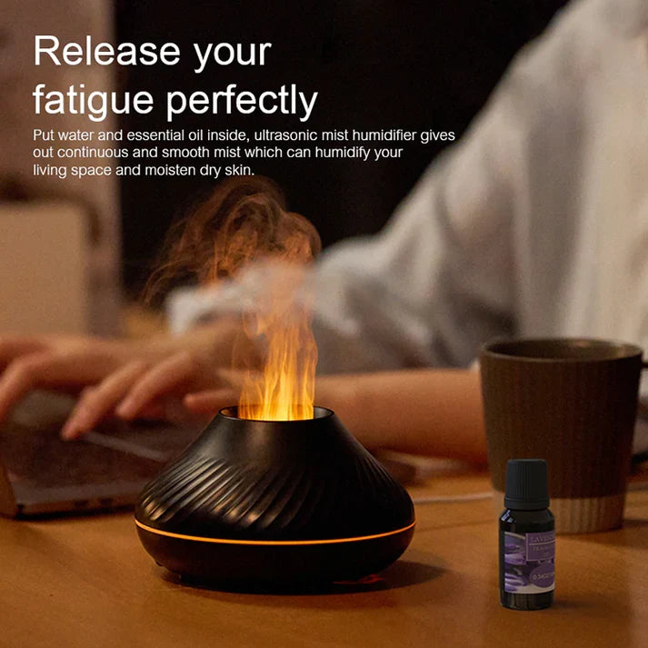 RGB 130ML Flame Aroma Diffuser Ultrasonic Humidifier with LED Flame Effect
