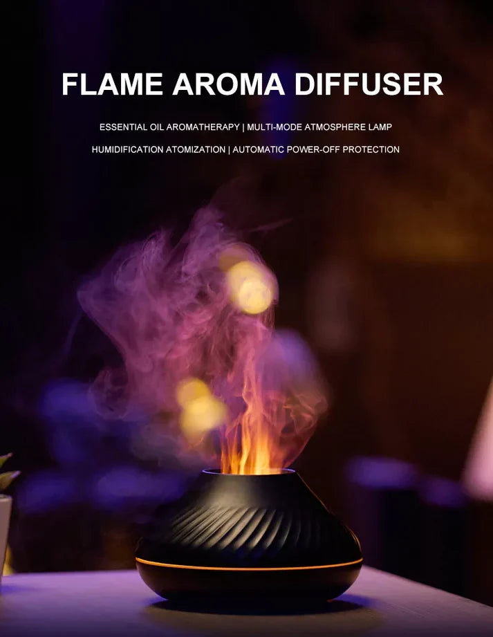 RGB 130ML Flame Aroma Diffuser Ultrasonic Humidifier with LED Flame Effect