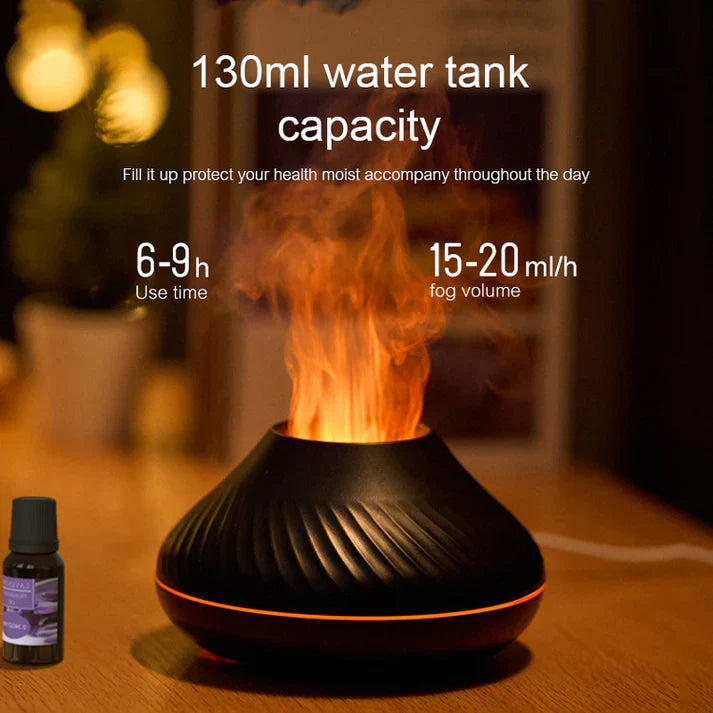 RGB 130ML Flame Aroma Diffuser Ultrasonic Humidifier with LED Flame Effect