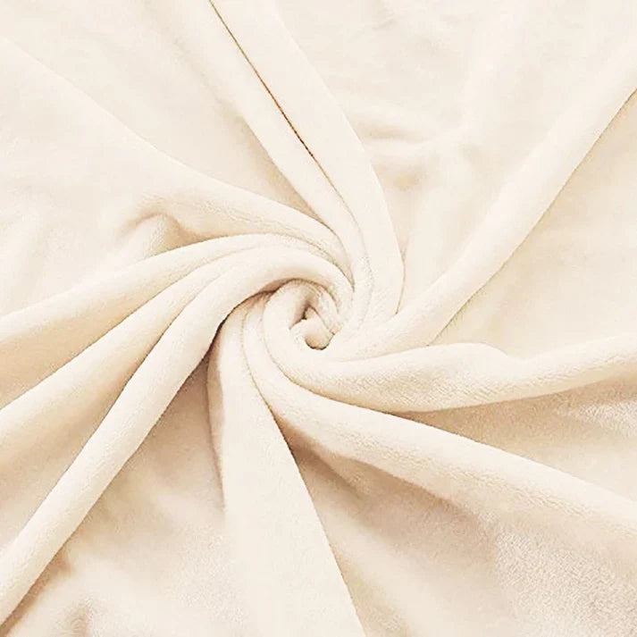 Throw Fleece Bed Covers Blanket for Couch/Bed, Lightweight and Cozy( Ivory )