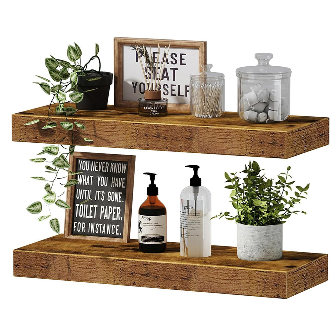 Floating Wood Shelf for Living Room Walls