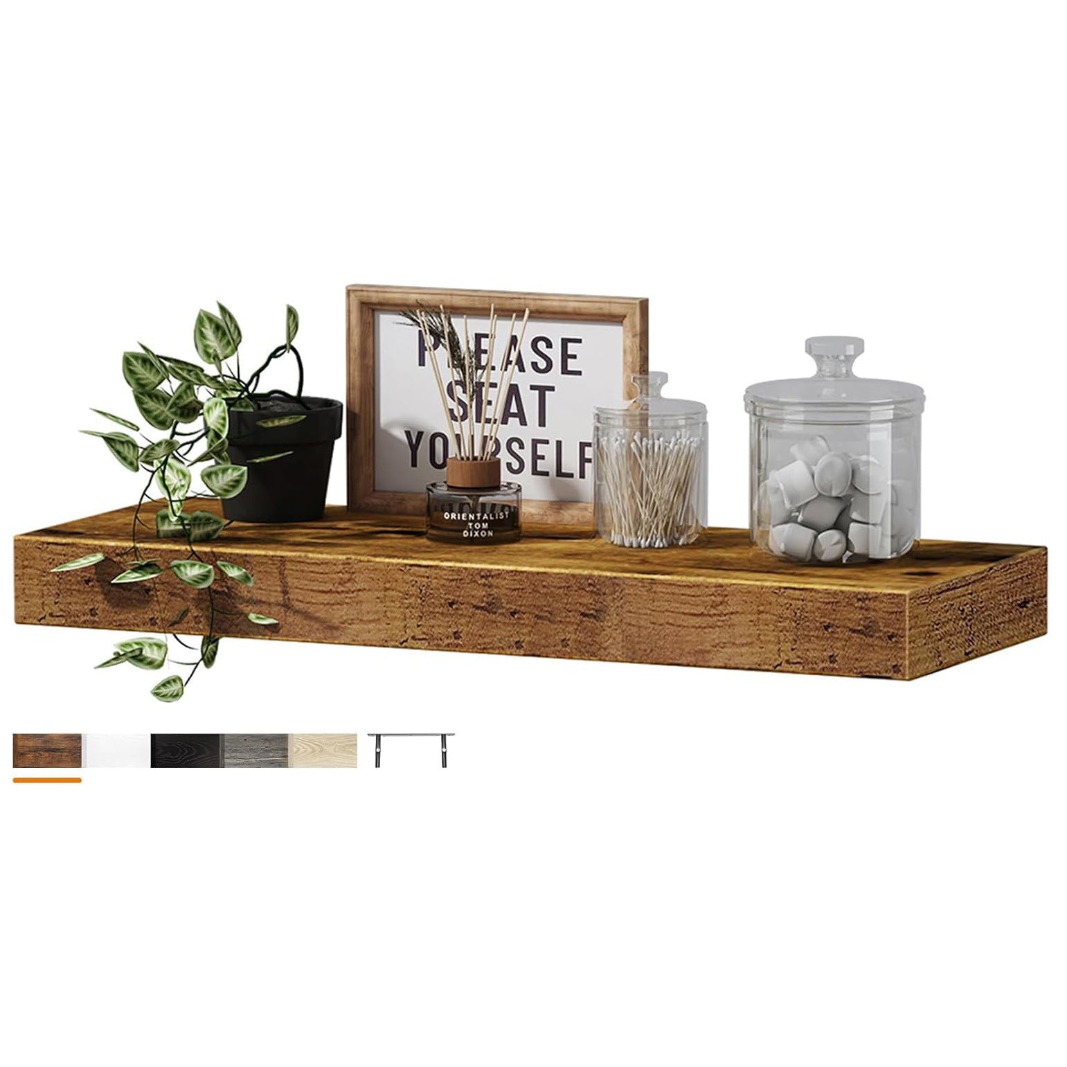 Floating Wood Shelf for Living Room Walls