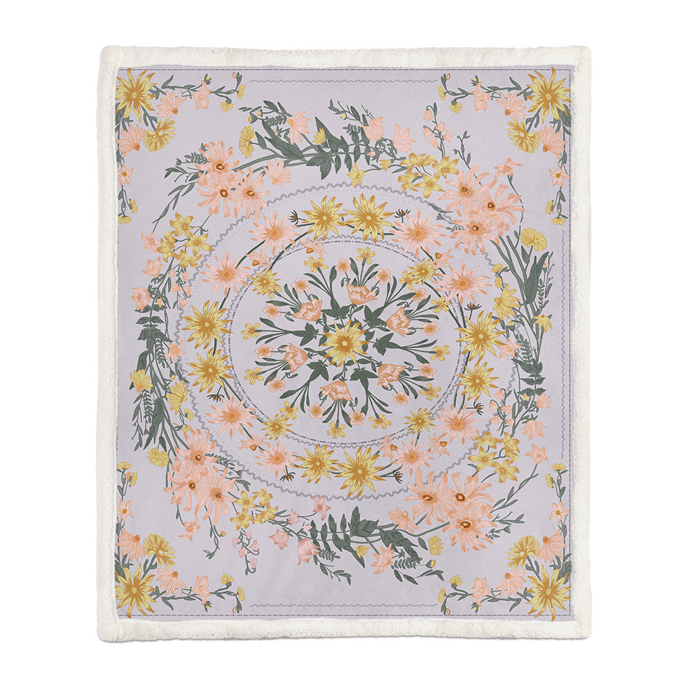 Floral Throw Blanket Soft Botanical Print Lightweight for Sofa and Bed