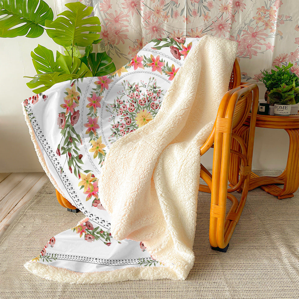 Floral Throw Blanket Soft Botanical Print Lightweight for Sofa and Bed