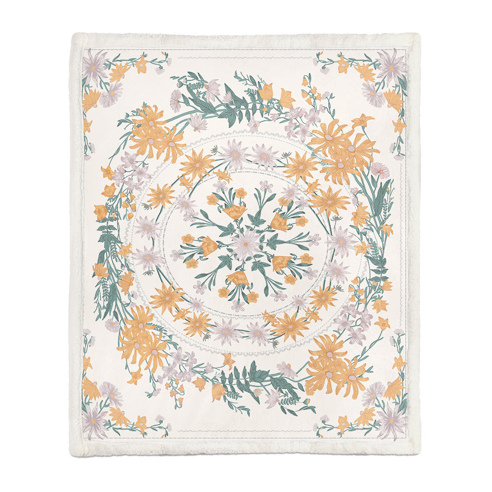 Floral Throw Blanket Soft Botanical Print Lightweight for Sofa and Bed