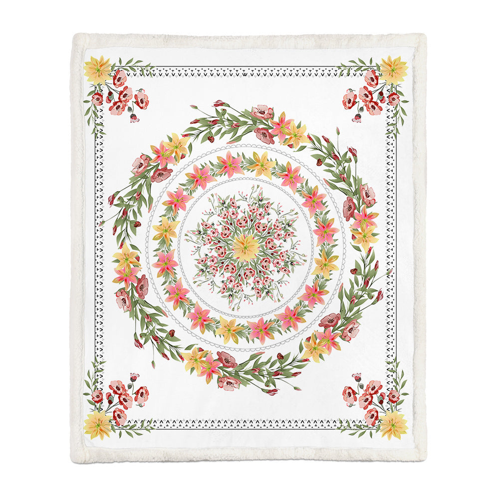 Floral Throw Blanket Soft Botanical Print Lightweight for Sofa and Bed