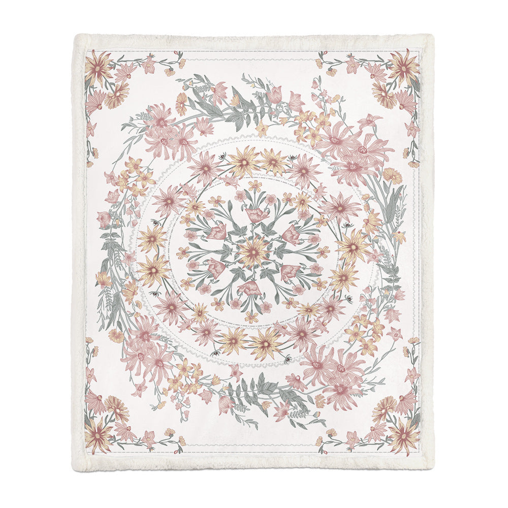 Floral Throw Blanket Soft Botanical Print Lightweight for Sofa and Bed