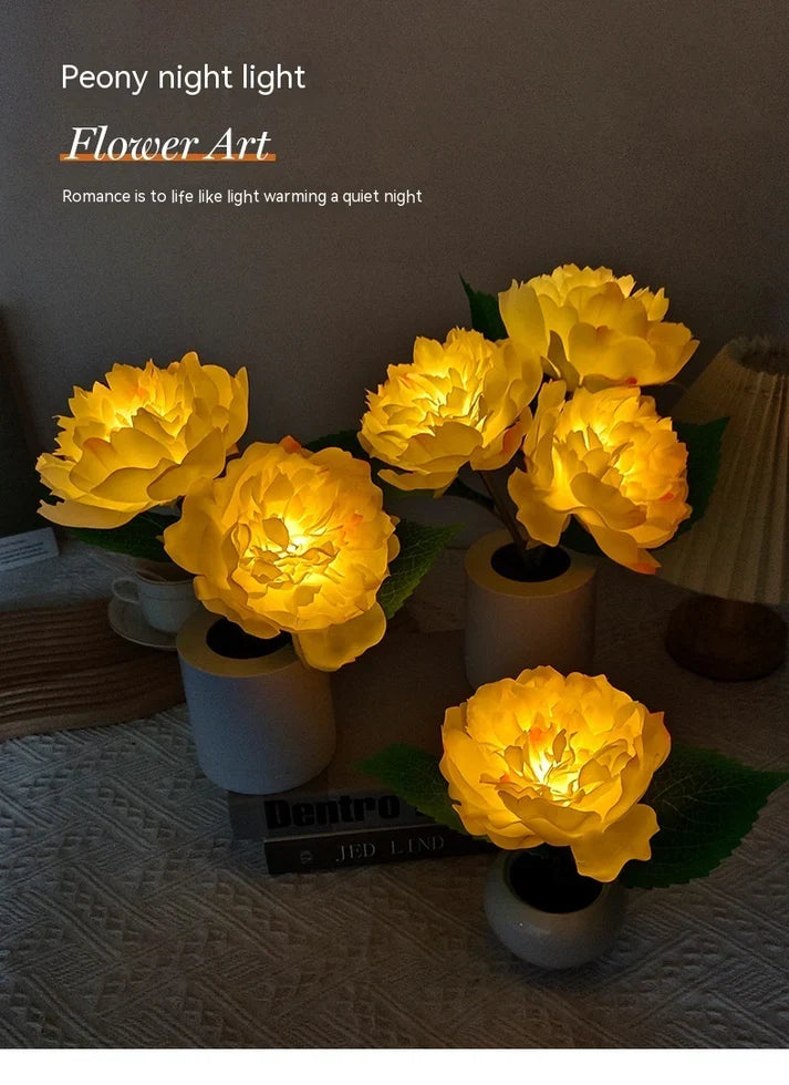 Peony Flower Night Lamp Ambient Light for Bedroom & Home Decoration
