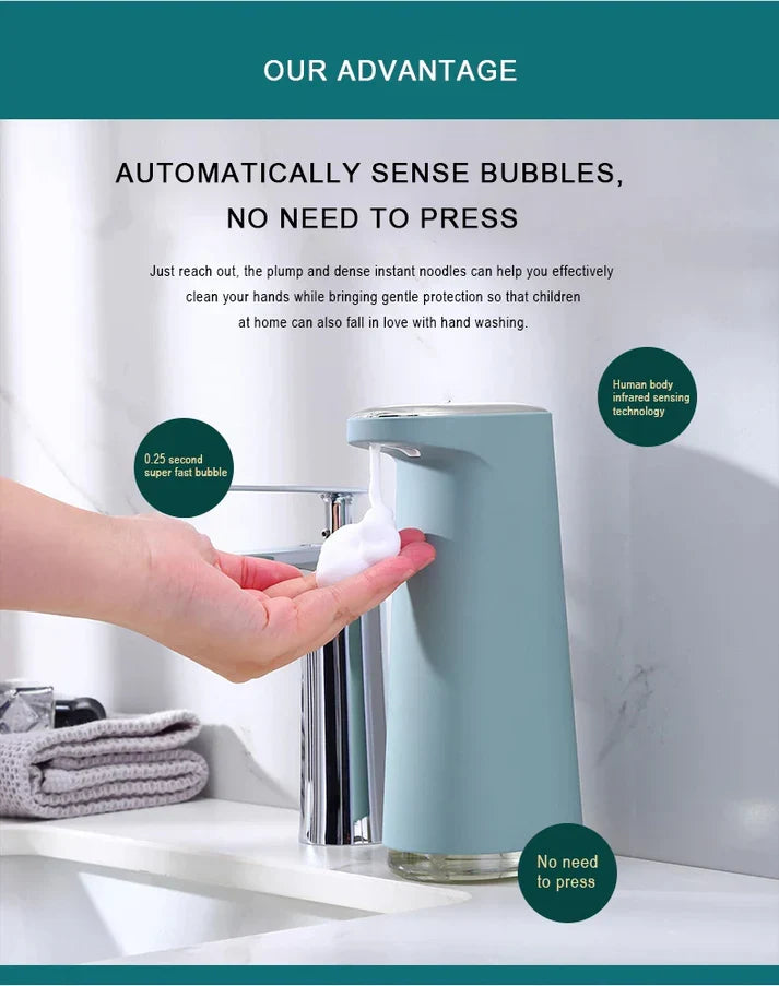 Automatic Foam Dispenser! Chargeable Hand Sanitizer For Kitchen & Bathroom
