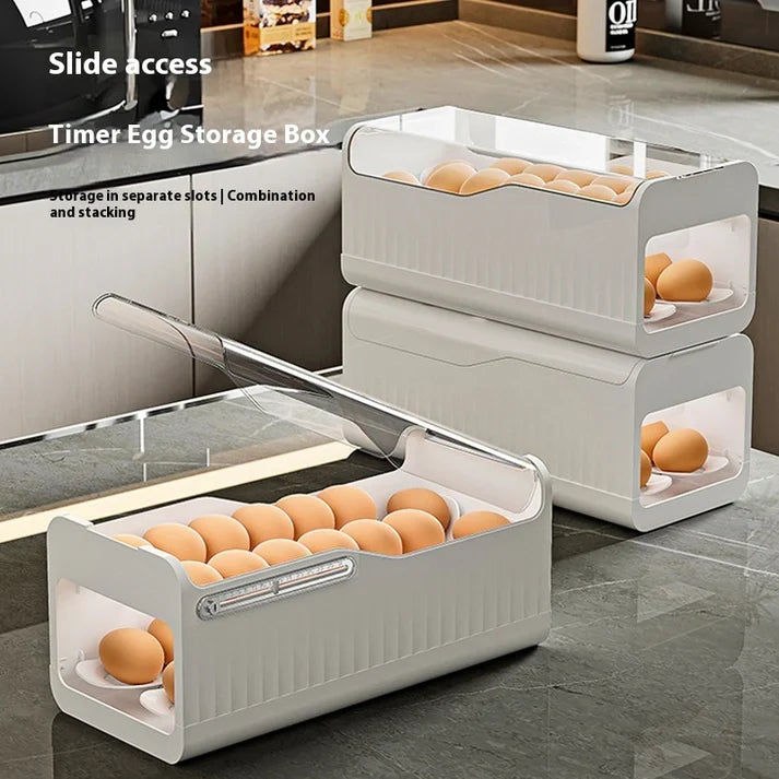 Kitchen Food Grade Slide Egg Storage Box Drop Resistant Egg Holder for Fridge