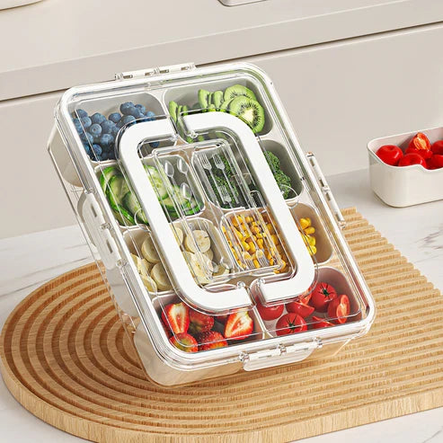 8 Grid Divided Snack Box Organizer Airtight Food Storage Container