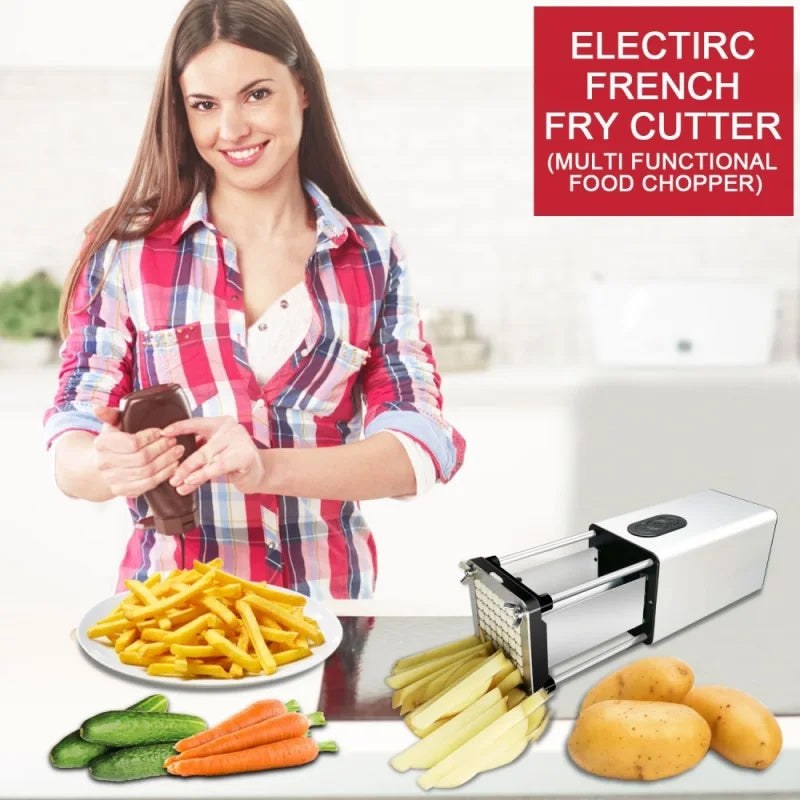 Electric French Fry Cutter Stainless Steel Vegetable Potato Slicer Kitchen Tool