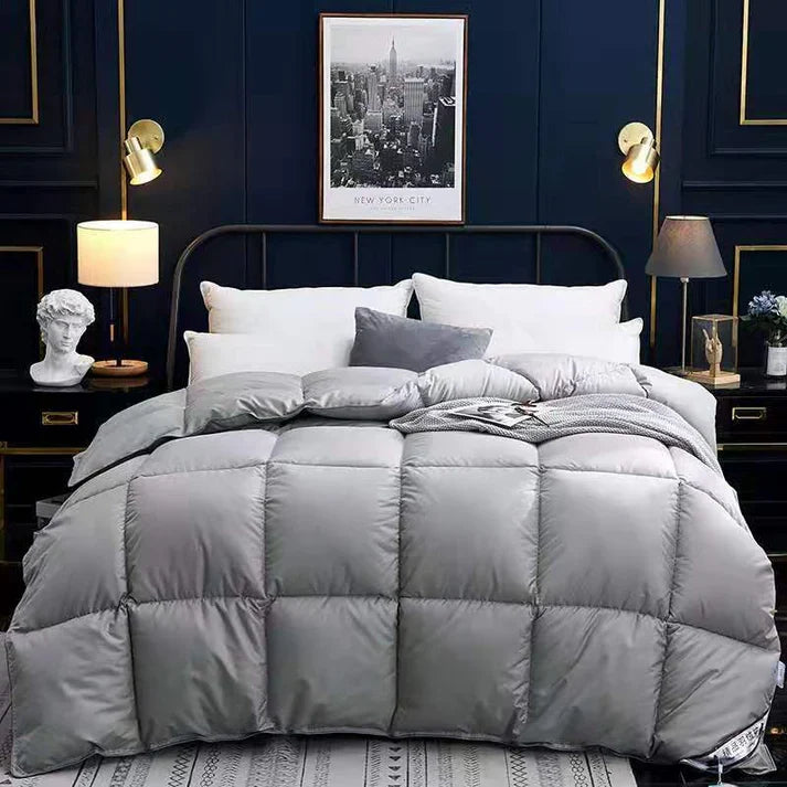 Thick Winter Comforter - Solid Color Quilted Bed Duvet | 4 Sizes | 3 Warmth Levels | 5 Colors