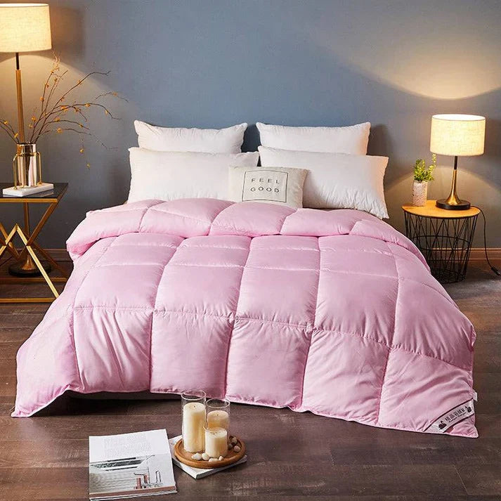 Thick Winter Comforter - Solid Color Quilted Bed Duvet | 4 Sizes | 3 Warmth Levels | 5 Colors