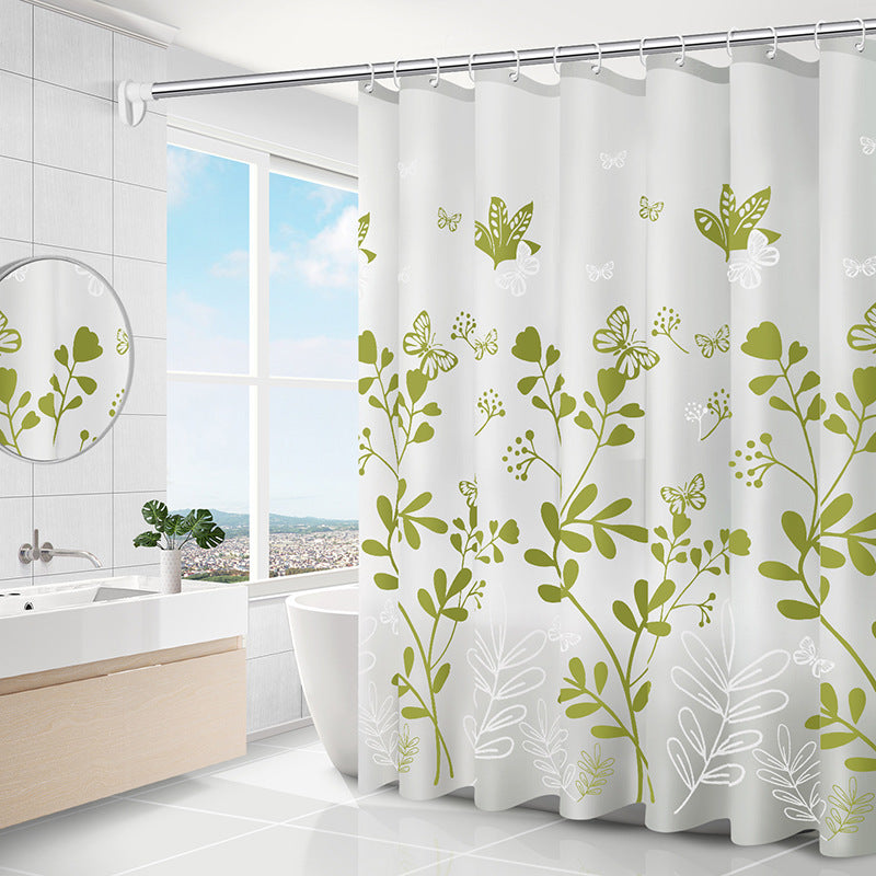 Geometric PEVA Shower Curtain Modern Abstract Waterproof 11 Colors 9 Sizes