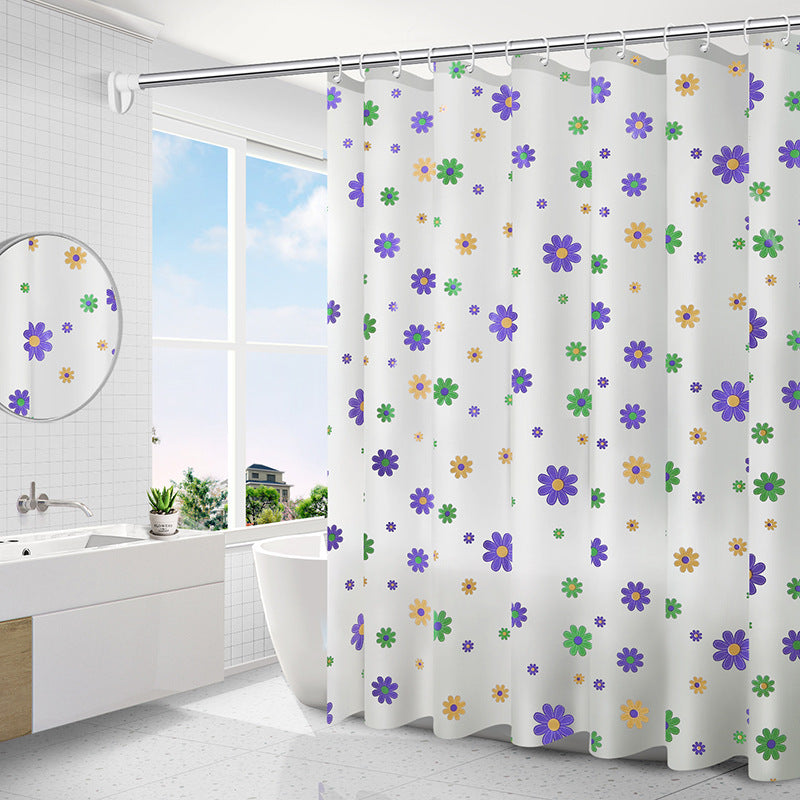 Geometric PEVA Shower Curtain Modern Abstract Waterproof 11 Colors 9 Sizes