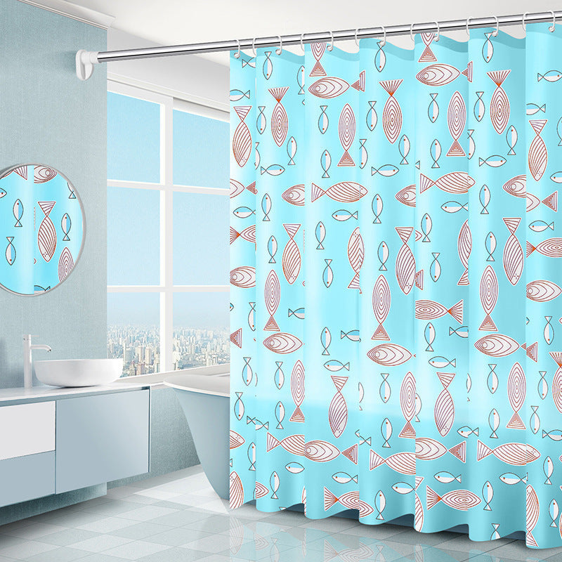Geometric PEVA Shower Curtain Modern Abstract Waterproof 11 Colors 9 Sizes