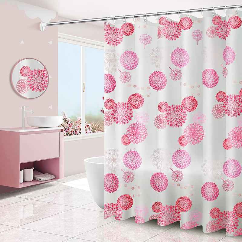 Geometric PEVA Shower Curtain Modern Abstract Waterproof 11 Colors 9 Sizes
