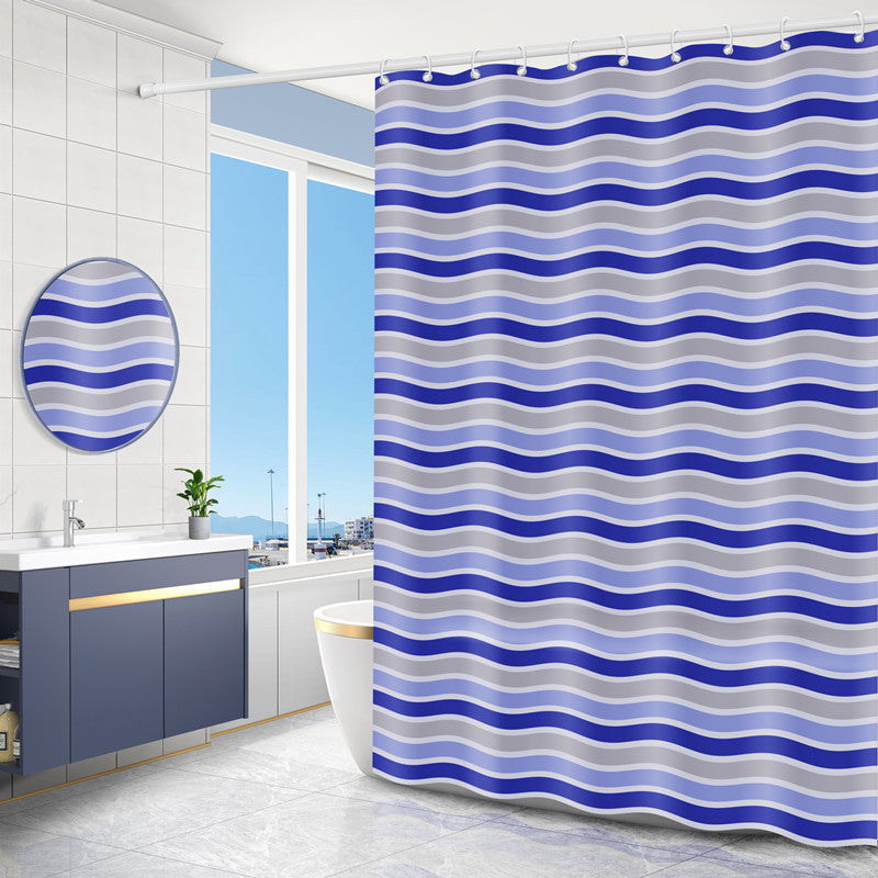 Geometric PEVA Shower Curtain Modern Abstract Waterproof 11 Colors 9 Sizes