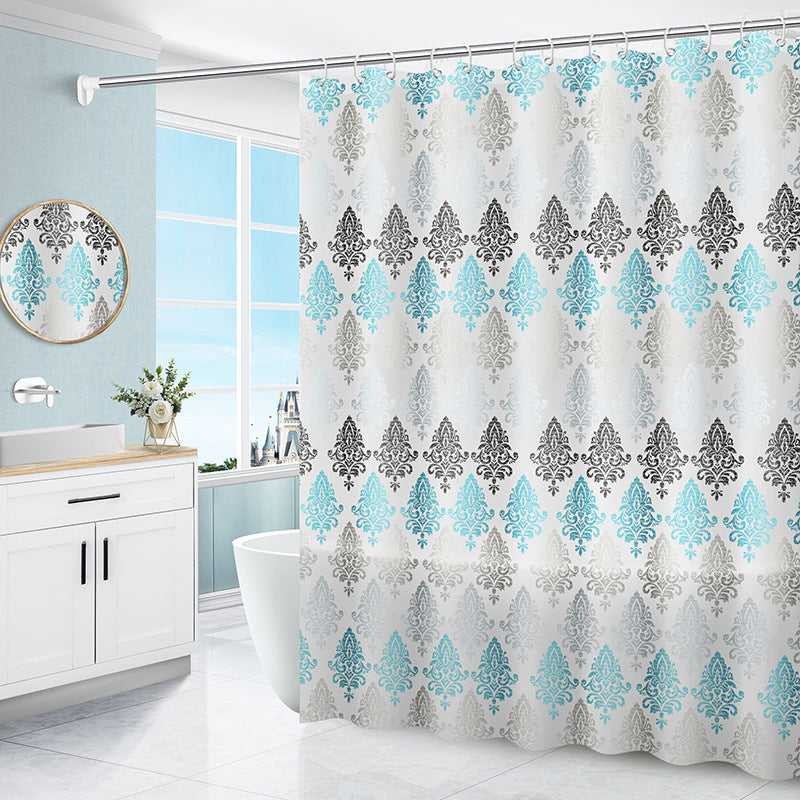 Geometric PEVA Shower Curtain Modern Abstract Waterproof 11 Colors 9 Sizes