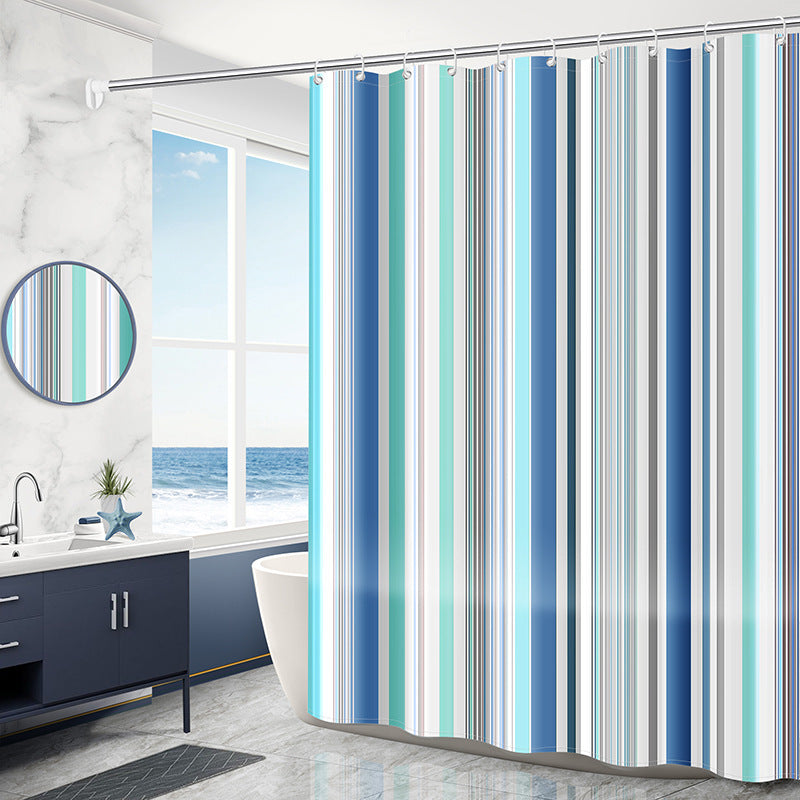 Geometric PEVA Shower Curtain Modern Abstract Waterproof 11 Colors 9 Sizes