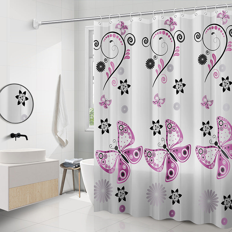 Geometric PEVA Shower Curtain Modern Abstract Waterproof 11 Colors 9 Sizes