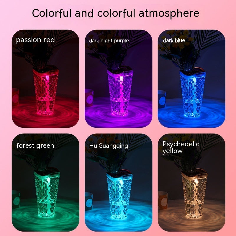 Portable Air Humidifier with LED Light 800ml Glass Flower Vase Humidifier for Home and Office
