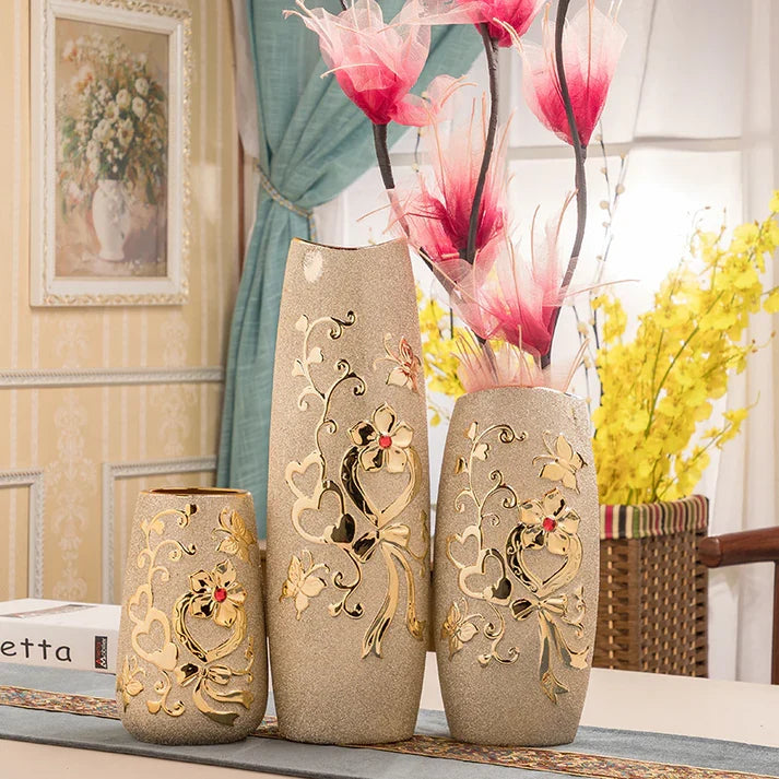 Splendas Gold Ceramic Vase European Style Luxury Home Decor | Electroplated Finish