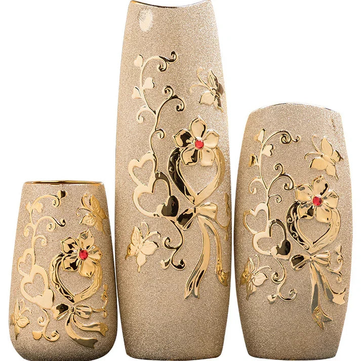 Splendas Gold Ceramic Vase European Style Luxury Home Decor | Electroplated Finish