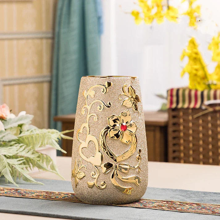 Splendas Gold Ceramic Vase European Style Luxury Home Decor | Electroplated Finish